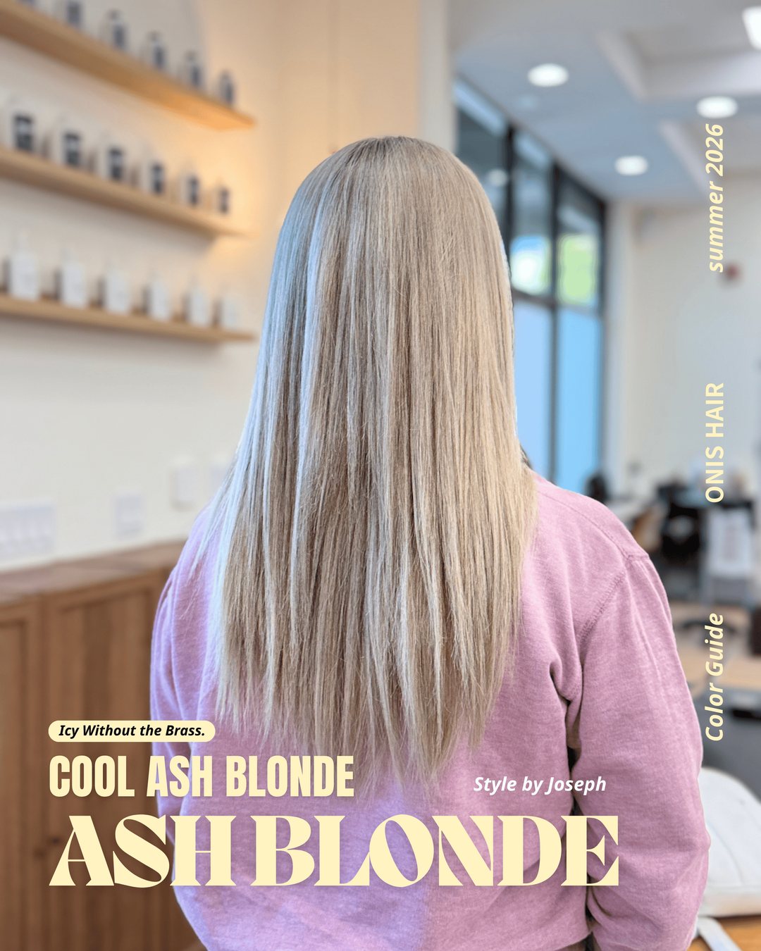 Cool ash blonde hair color at ONIS Hair Salon, Koreatown Los Angeles